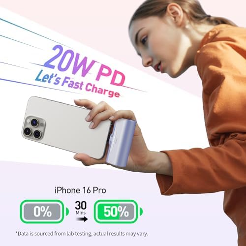 Ultra-Compact i WALK 4,500 m Ah Portable Charger for i Phone 16/15 & Samsung Galaxy S25/S24/S23 – Fast 20 W Power Bank with USB-C Connectivity for Seamless On-the-Go Charging – Lightweight Travel Essential for All Smartphones