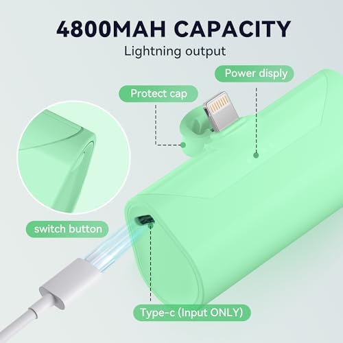 Ultra-Compact 5000 m Ah Power Bank with Built-in USB C Cable for i Phone 15 Pro Max – Reliable Portable Charger for i Phone 14/13, Samsung, Google, and More – Fast Charging Solution for On-the-Go Power Needs (Black)