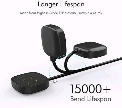 Premium Replacement Charger for Fitbit Sense 2, Versa 3 & 4 – High-Speed USB Magnetic Charging Cable with Wall Plug for Enhanced Device Compatibility and Performance – Stay Active & Connected Effortlessly