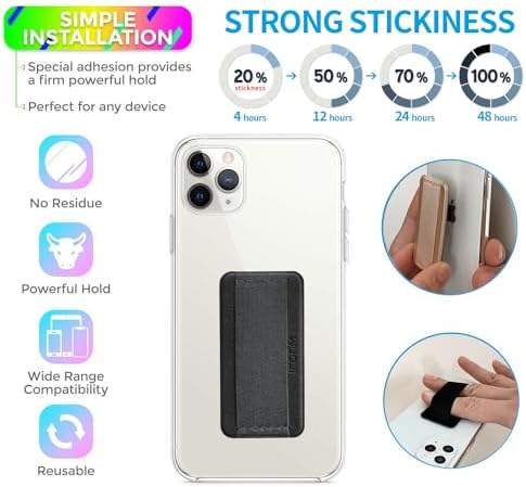Universal Ergonomic Phone Grip Holder for One-Handed Control – Wireless Charging Compatible Finger Strap – 3-Pack of Durable Smartphone Accessories in Stylish Black – Perfect for Active Lifestyles & Effortless Multitasking