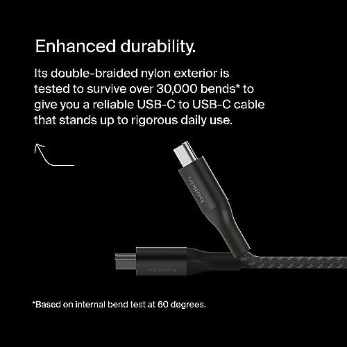 Belkin 6.6 ft USB C to USB C Charging Cable – 240 W Type-C Fast Charger for i Phone 16, Galaxy S25, Pixel 9, Mac Book, i Pad Pro, Chromebook, and Switch Steam Deck – Durable, High-Speed Connection for Enhanced Device Performance – Sleek Black Finish