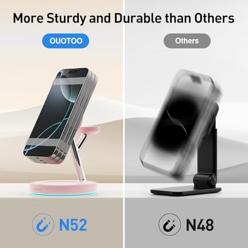 2025 Premium 3-in-1 Wireless Charging Station for i Phone 16, 15, 14, 13, 12 – Mag-Safe Compatible Charger Stand for Air Pods and i Watch – Fast, Efficient Power Hub with Sleek Design and Overcharge Protection for Home or Travel
