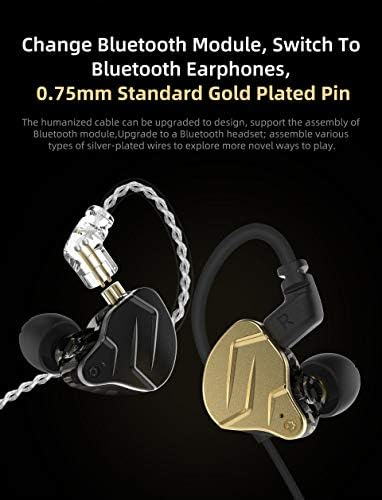 KZ ZSN PRO X Dual Driver Earbuds – Hi-Fi Stereo Headphones with Balanced Armature & Dynamic Driver, Ergonomic Comfort for Optimal Listening, Detachable Cable & Built-In Microphone, Perfect for Audiophiles & Everyday Use – Golden Finish