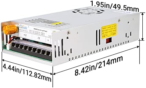 DROK 24 V Adjustable Power Supply – High-Efficiency AC to DC Converter for Reliable Power Delivery, 20 A 480 W Regulated Adapter Perfect for Computer Labs and Versatile Electronic Applications, Adjustable 5 V to 24 V Voltage Transformer for Enhanced Performance and Compatibility