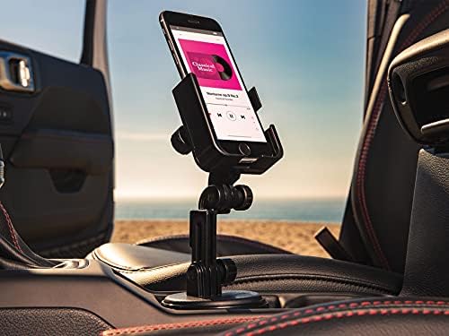 Universal Adjustable Cup Holder Phone Mount by Weather Tech – Hands-Free Smartphone Accessory for Cars and Trucks – Optimal Viewing with Extension Feature – Durable Design for i Phone and Android – Secure Charging Compatibility – Elevate Your Driving Experience