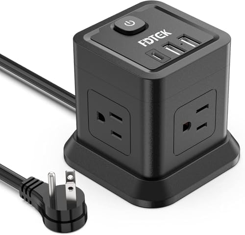 FDTEK Cube Power Strip with 4 Spacious Outlets & 3 USB Ports (1 USB-C) – Compact Green Power Solution for Home, Office, and Travel – Ultimate Surge Protection & Fast Charging Convenience