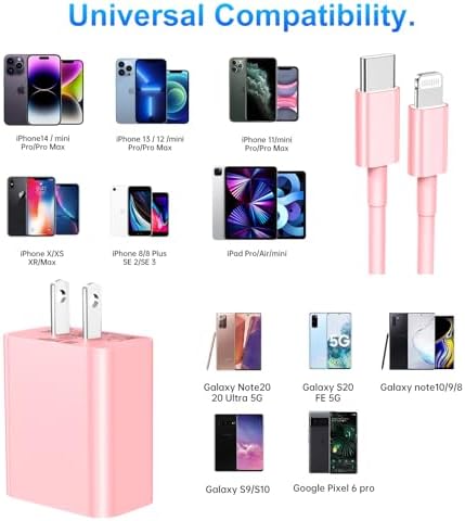 Dayaoncy 20 W USB-C Wall Charger Duo with 10 ft MFi Certified Lightning Cables – Fast Charging Kit for i Phone 14/13/12/11/Xs Max/XR – Ultimate Speed & Convenience for Apple Devices – Reliable, Durable & Portable Charging Solution