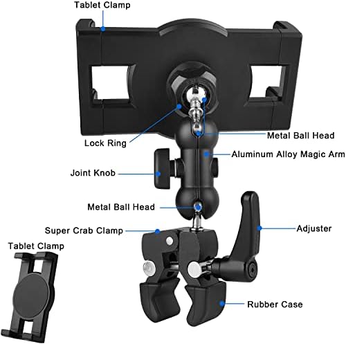 Versatile 360° Adjustable Tablet Holder for Treadmills, Spin Bikes, Strollers, and More – Compatible with 7-12.9″ i Pads, Nexus, Fire HD, e-Books, LG G, and Switch – Enhance Your Workout and Leisure Experience with Secure, Stable Mounting Solutions