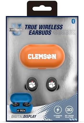 Clemson Tigers SOAR True Wireless Earbuds v.7 – Unleash Premium Audio Performance and Team Spirit with Bluetooth 5.0 Technology for Ultimate Hands-Free Enjoyment – Perfect for Dedicated Sports Fans and Music Lovers Alike