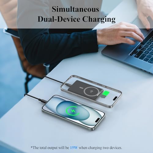 Minthouz Qi2 Magnetic Power Bank – 5000 m Ah Ultra-Slim Portable Charger with 20 W USB-C & 15 W Qi2 Fast Wireless Charging for i Phone 16/15/14/13/12 Series – Lightweight Travel Companion with Secure Magnetic Attachment for Effortless On-the-Go Charging Solutions