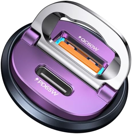 MRGLAS 125 W USB-C Car Charger – Sleek Dual Port Fast Charging Adapter with PD65 W & QC60 W for i Phone 16, 15 Pro Max, Samsung S25 & Mac Book – Compact Metal Design for Optimal Performance on the Go