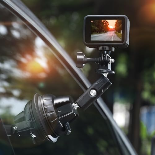 Premium Heavy-Duty Suction Cup Mount for Go Pro Hero 13 & 12 | Versatile Quick Release Action Camera Holder for DJI Osmo Action 5 Pro & Insta360 X5 | Unmatched Stability for Adventure Filming & Road Trips | Secure Car and Surface Attachment for Ultimate Performance | Ideal for Extreme Sports & Everyday Use