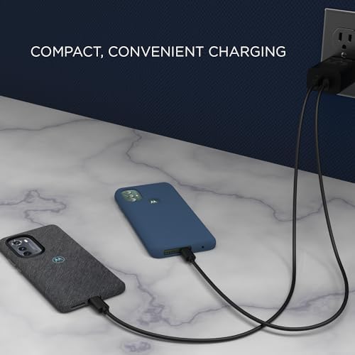 Motorola Turbo Power Share 50 W Dual Port Charger – Fast USB-A & USB-C Adapter with Power Delivery and QC3.0 Outputs, Includes 1 m USB-C Cable for Ultimate Device Compatibility and Speed Boost