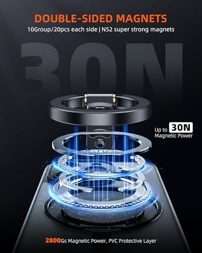 Mag Safe-Compatible Dual Magnetic Phone Holder for i Phone 12-16 Series – Portable Gym Stand with 1/4″ Tripod Mount in Sleek Silver – Ultimate Stability and Accessibility for Active Lifestyles