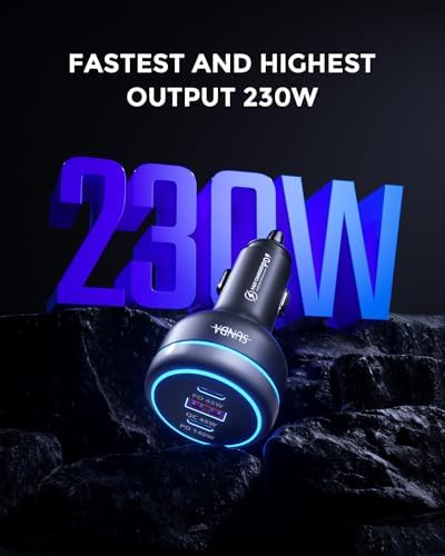 Experience Rapid Roadside Charging with SUNDA 120 W USB C Fast Car Charger – 4-Port Adapter Featuring Dual Type C PD60 W/PPS60 W for i Phone 16/15 Pro/Max/14 & Samsung Galaxy S24, Plus Dual USB-A 30 W QC3.0 for All Android Devices – Compact, Durable, and Universally Compatible for Effortless Multi-Device Charging on the Go