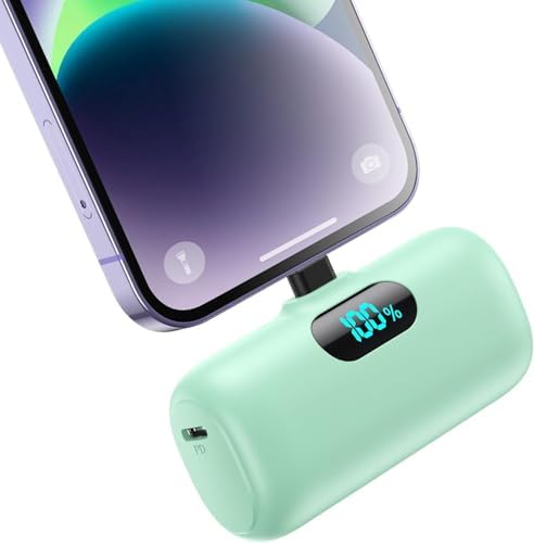Compact Pink Portable Charger for i Phone – 5000 m Ah PD Fast Charging Power Bank, Lightweight Mini Battery Pack Compatible with i Phone 14/14 Pro Max/13/13 Pro/12 Pro/11/XS/XR/X/8/7/6 – Stylish and Versatile Backup Solution for On-the-Go Power