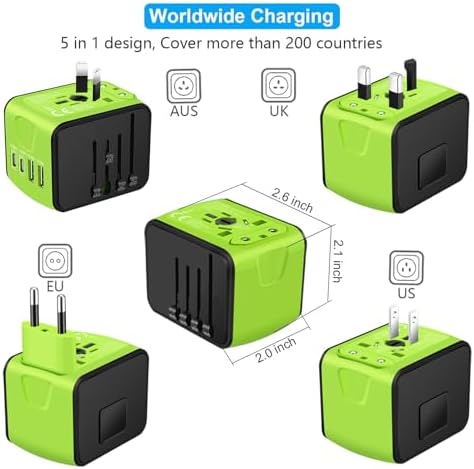 Advanced 7-in-1 Universal Travel Adapter with 35 W PD Fast Charging – Sleek Black & Silver Design for Worldwide Use, Featuring 4 USB-C and 2 USB-A Ports for Effortless Connectivity Across the US, UK, Europe, and Australia – Unmatched Compatibility and Speed for Every Adventure