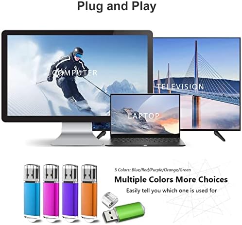 K&ZZ 5 Pack Multicolored 64 GB USB Flash Drives – High-Speed USB 2.0 Thumb Drives for Seamless Data Storage and Transfer – Ideal Portable Jump Drives for PC and Laptop Users – Vibrant and Durable Memory Stick Set for Effortless File Management