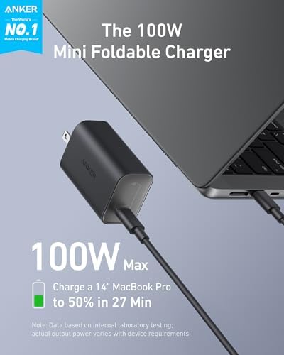 Anker Nano 100 W Ultra-Compact Type C Charger with 6 FT Cable – Fast Charging Powerhouse for i Phone & USB-C Devices, Foldable Design for Travel, Mag Safe Compatibility, and Advanced Safety Mechanisms for Optimal Efficiency