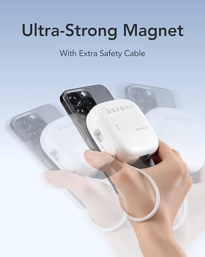 Ultra-Strong Magnetic Wireless Power Bank 10000 m Ah – 20 W Fast Charge Portable Charger for i Phone, Apple Watch, Air Pods & Android Devices – Built-in USB-C Cable, Smart LCD Battery Level Indicator & Lanyard for Effortless Travel Convenience – Essential Power Boost Companion for On-the-Go Charging