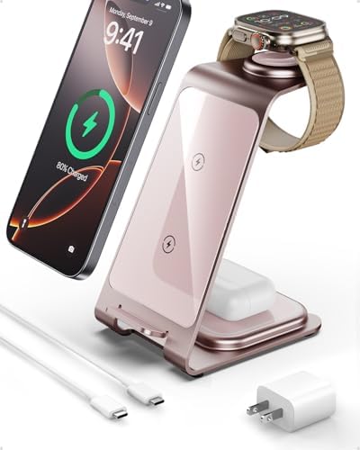 Intoval 3-in-1 Wireless Charging Hub for i Phone 16, 15, 14, 13, 12, 11 & X Pro Max, Fast Apple Watch Charger for Series 10 Ultra, and Air Pods 4 Pro – Sleek, Multi-Device Power Station with Enhanced Safety Features and Compact Design for Ultimate Convenience