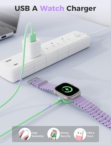 Upgrade Your Apple Watch Charging Efficiency with Our 3-Pack Magnetic Fast Charging Cables – Universal Compatibility for All i Watch Models, 3.3 FT Length for Versatile Use, Sleek White Finish for a Stylish Look – Essential Fast Power-Up Solution for Active Lifestyles and Everyday Convenience