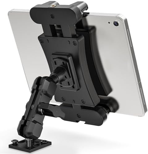 Heavy Duty Tablet Holder for Trucks – Versatile Drill Base Car Mount with Adjustable 5.91” Arm for i Pad Pro, Kindle Fire, and All 4.7-13.5” Devices – Ultimate Stability for Safe Driving and Hands-Free Use