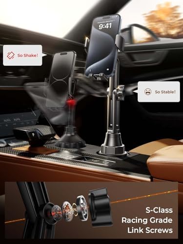 LISEN Adjustable Cup Phone Holder for Cars – 360° Long Neck Mount for Hands-Free Driving in SUVs, Trucks, and Golf Carts – Secure Fit for 4-7″ Smartphones Including i Phone, Samsung, and Google – Maximize Stability and Safety for Effortless Navigation and Communication
