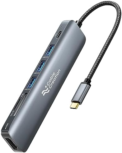 Unlock Ultimate Connectivity with the 7-in-1 USB C Hub 4 K 60 Hz | Cable Creation Multiport Adapter for Seamless 1 Gbps Ethernet, Stunning HDMI Display, Dual USB 3.0 Ports, 100 W PD Charging & SD/TF Card Support – Perfect for Mac Book Pro, i Pad Pro & Steam Deck Users!