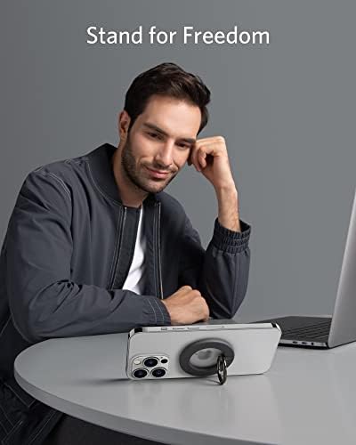 Anker Mag Go 610 Magnetic Phone Grip & Adjustable Kickstand – Versatile Ring Holder for i Phone 16/15/14/13/12 Series – Ultra-Strong Magnetic Grip for On-the-Go Use and Hands-Free Viewing – 360° Rotation & 125° Flip for Optimal Comfort – Effortless Attach/Detach Design – Includes 24-Month Warranty & Support