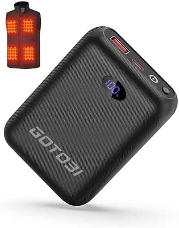 Rechargeable Heated Vest Battery Pack with LED Display for ORORO & Venustas – Versatile Power Bank for Heated Apparel, Includes Dual Adapter Cables for Enhanced Compatibility and Performance, Ideal for Outdoor Activities and Cold Weather Use