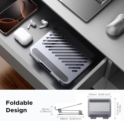 UGREEN Premium Adjustable Aluminum Tablet Stand Holder – Dynamic Multi-Angle Desk Accessory for i Pad Pro, Air, Mini, and Smartphones – Dual Rod Engineering for Unmatched Stability – Perfect for Home Office and Enhanced Productivity – Transform Your Viewing and Work Experience