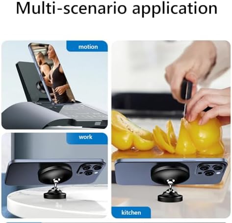 Magnetic Car Phone Holder – Strongest N52 Magnet, 360° Adjustable & 180° Flip, Aluminum Alloy Built, Universal Car Mount for iPhone, Samsung, All Phones (Includes Metal Plate & Ring) – Black – Enhanced Compatibility and Speed