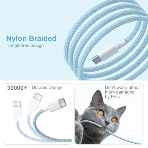 Rapid Power Delivery with 60 W USB-C Charger Cable 3-Pack – Ideal for i Phone 15, Samsung Galaxy, Laptops – Durable 5 FT Braided Cords for Optimal Flexibility – Ultimate Charging Solution for Home, Office, and Travel Efficiency