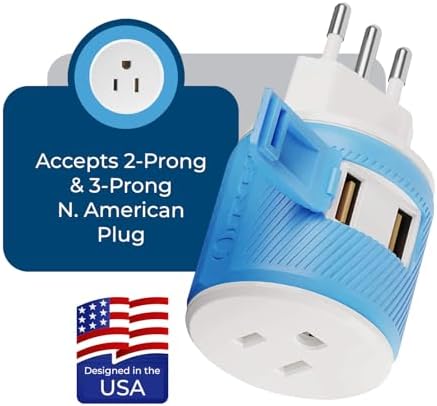 OREI Switzerland Travel Plug Adapter with Dual USB Ports – Ultimate Type J Charging Solution for USA Devices – Fast, Efficient Power for i Phones, Laptops, Tablets & More – Essential Travel Accessory for Hassle-Free Connectivity