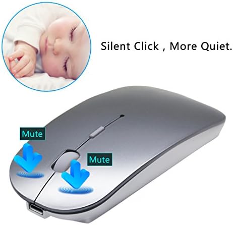 Sleek Bluetooth Wireless Mouse for Mac & PC – Rechargeable, Silent Click Design for Ultimate Productivity & Travel Convenience – Ergonomic Mini Mouse for Mac Book Air, Pro, i Pad, HP and More (Gray)