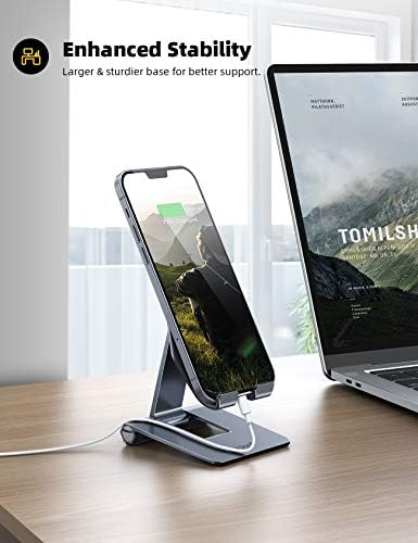 Lamicall     Adjustable Cell Phone Stand Desk – Foldable Desktop Phone Holder, Cradle, Dock, Compatible with iPhone 15 14, Plus, Pro, Pro Max, 13 12 X XS,4-11” Phone Sliver – Enhanced Compatibility and Speed