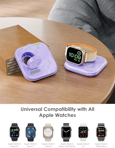 Portable Magnetic Power Bank for Apple Watch – 2000 m Ah Foldable Charger with Type-C Cable | Essential Travel Companion for Series 2-10, SE, Ultra 1/2 | Lightweight, Durable Emergency Backup Solution for Fitness and Adventure Seekers