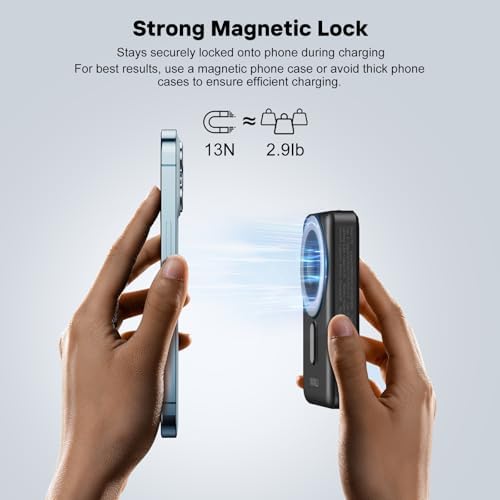 Ultimate 3-in-1 Magnetic Wireless Power Bank: 10,000 m Ah Fast Charging Battery Pack with Built-in USB-C & i OS Cable, Compact Design with Stand – Perfectly Compatible with i Phone 16/15/14/13/12/Pro/Mini/Pro Max for Effortless On-the-Go Charging