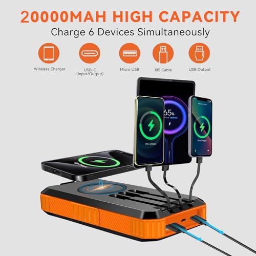 Ultimate Outdoor Power Bank – 20,000 m Ah Solar Charger with Fast QC 3.0 Charging, Built-in Flashlight & Compass for Adventurers, Waterproof & Durable Portable Battery Pack with Carabiner for Eco-Friendly Energy Solutions