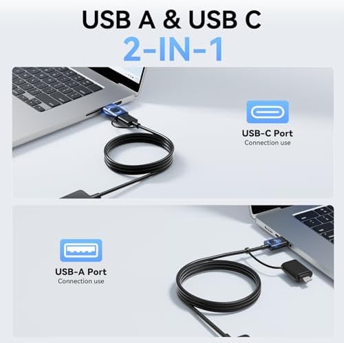 Ultra-Slim 4-Port USB 3.0 Hub with 2 ft Extended Cable – High-Speed Data Transfer for Mac Books, PCs, and More – Compact USB Expander for Enhanced Connectivity, Ideal for On-the-Go Professionals and Home Offices