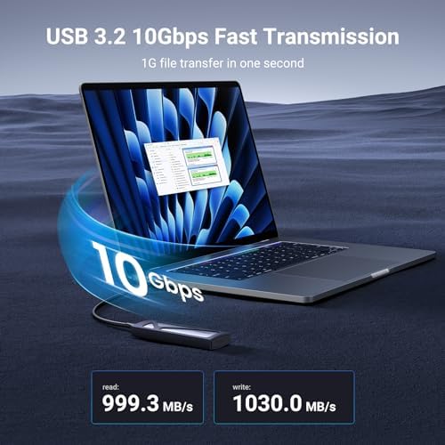 UGREEN Tool-Free USB C SSD Enclosure – 10 Gbps M.2 NVMe Adapter for 2230/2242/2260/2280 SSDs with Enhanced Compatibility and Fast Data Transfer for Windows, mac OS, and Linux – Durable Aluminum Design for Optimal Heat Dissipation