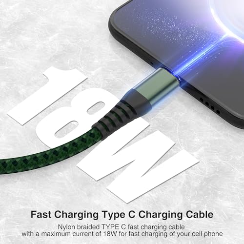 High-Speed Braided USB A to Type C Charger Cable Set – 5 Pack of 6 ft Fast Charging Cables for Samsung Galaxy S Series, Note Series, and Moto G Series – Durable Dark Gray Design for Maximum Flexibility and Compatibility