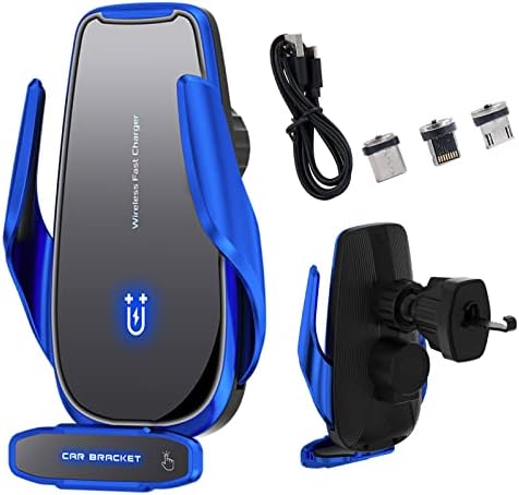 Fast Charging Wireless Car Charger Mount with Auto-Clamping Technology – 15 W Intelligent Induction Holder for All Android Smartphones (Elegant Blue) – Versatile, Secure, and User-Friendly Car Accessory for Effortless Navigation and Connectivity