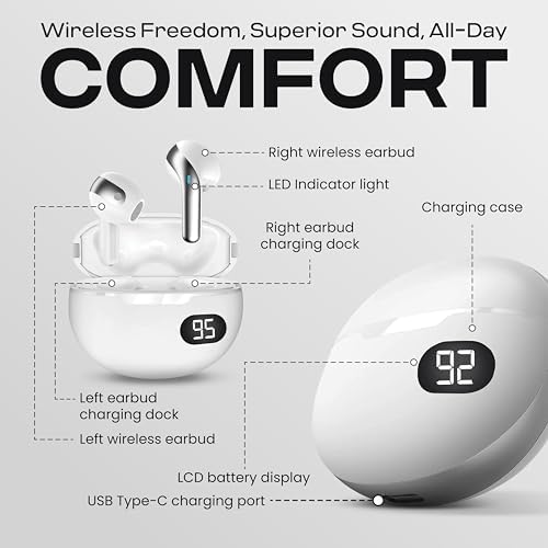 Gabba Goods Bliss Wireless Bluetooth Earbuds – Ultimate Ergonomic In-Ear Fit with Touch Controls for Seamless Audio Experience, 6-Hour Playtime & Built-in Mic for Crystal Clear Communication – Perfect for Travel, Gym, Home & Gaming Compatibility in Stylish Black Finish