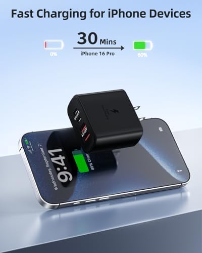 40 W Dual PD Fast Charging 4-Port USB C Charger Block Duo – Universal Compatibility for i Phone 16-11 Pro Max & Samsung Devices – Efficient Multi-Device Power Adapter for Home, Office, and Travel Use