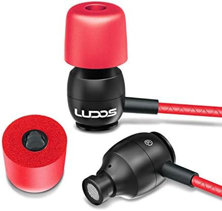 LUDOS Clamor Wired Earbuds – Premium Noise-Isolating In-Ear Headphones with Memory Foam Tips, Built-in Microphone, 5-Year Warranty – Perfect for i Phone and Samsung Users, Ideal for Students and Small Ears in Stylish Pink – Ultimate Sound Quality and Comfort for Everyday Use