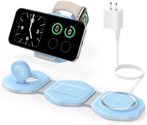 Ultimate 3-in-1 Magnetic Wireless Charging Station for Apple Devices – Foldable Travel Charger for i Phone 16/15/14/13/12 Pro Max, Apple Watch & Air Pods – Fast, Efficient, and Stylish Power Solution for On-the-Go Charging