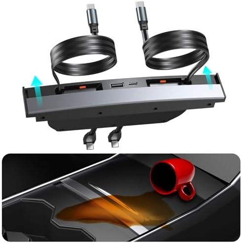 Revolutionize Your Tesla Model 3 and Model Y with Our Waterproof USB Hub – Fast Charging Docking Station for 2021-2024 Models, Multi-Port Design for Effortless Device Connectivity, Perfect Fit for Center Console (Excludes Model 3 2024) – Superior Durability and Seamless Power Solutions for Tesla Enthusiasts