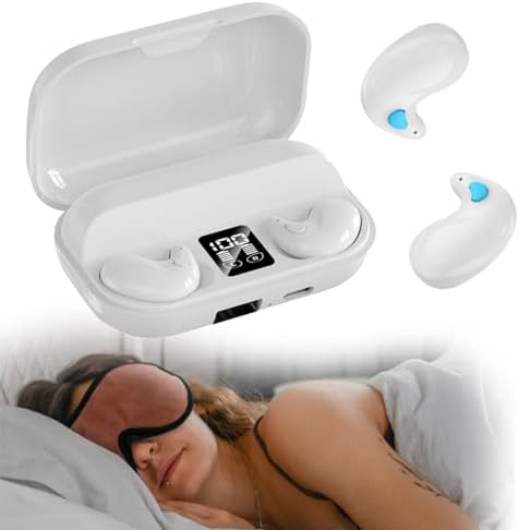 Ultra-Discreet Invisible Sleep Wireless Earbuds – IPX5 Waterproof Mini Earphones for Side Sleepers – Tiny Comfortable Wireless Headphones for Ultimate Sleep Experience – Enhanced Compatibility with Long Battery Life for Peaceful Nights